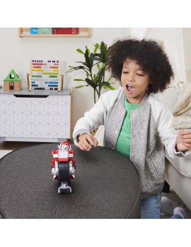 PAW Patrol , veicolo Moto Pups di Marshall, motocicletta con motore a retrocarica e personaggio, per bambini dai 3 anni in su