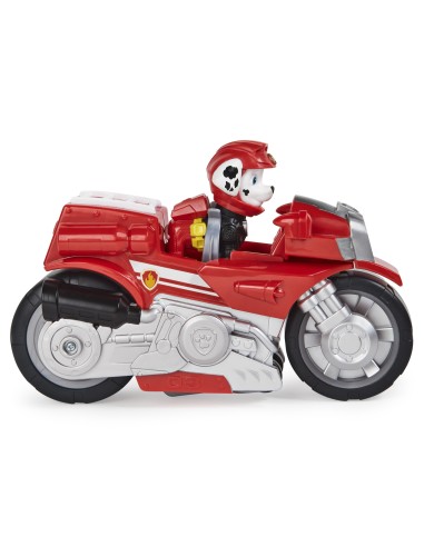 PAW Patrol , veicolo Moto Pups di Marshall, motocicletta con motore a retrocarica e personaggio, per bambini dai 3 anni in su