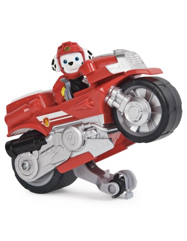 PAW Patrol , veicolo Moto Pups di Marshall, motocicletta con motore a retrocarica e personaggio, per bambini dai 3 anni in su