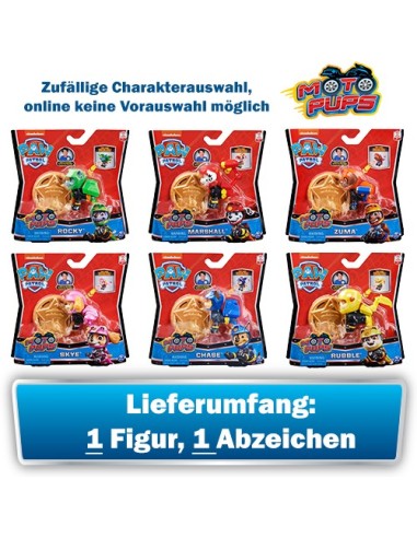 PAW Patrol , Personaggio Moto Pups con distintivo da agente indossabile e zainetto trasformabile, cucciolo a sorpresa, per