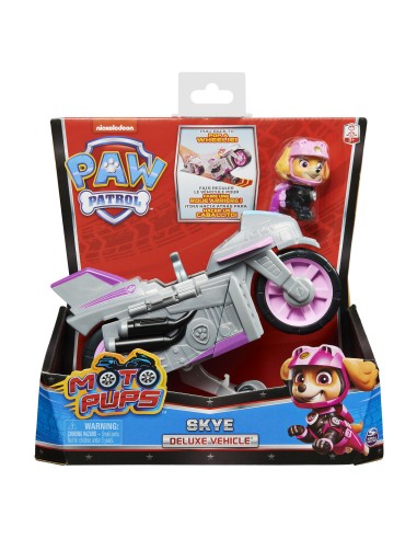 PAW Patrol , veicolo Moto Pups di Skye, motocicletta con motore a retrocarica e personaggio, per bambini dai 3 anni in su