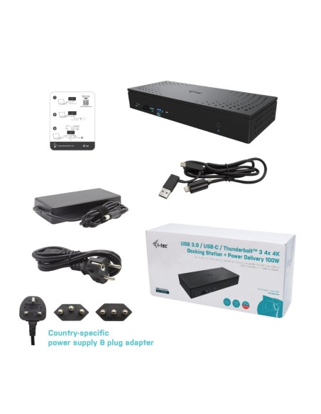 i-tec Universal USB 3.0 USB-C Thunderbolt, Quattro 4K Display Docking Station + Power Delivery 100W