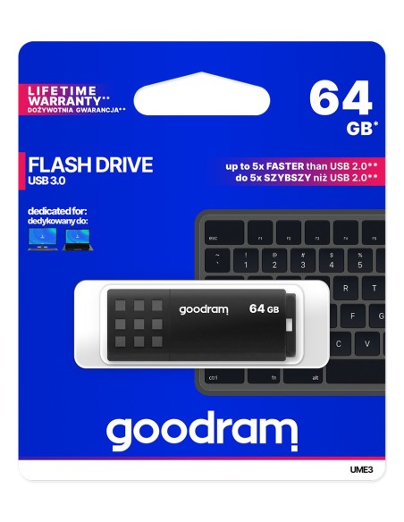Goodram UME3 unità flash USB 64 GB USB tipo A 3.2 Gen 1 (3.1 Gen 1) Nero
