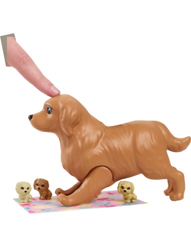 Barbie Playset Cuccioli Appena Nati con Bambola Bionda, Cane che Partorisce, 3 Cuccioli e Funzione Cambia Colore e Accessori