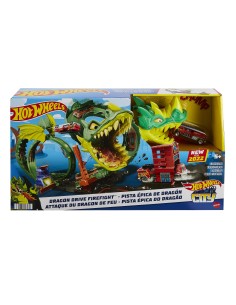 Hot Wheels City Dragone di Fuoco con 1 Veicolo Die-Cast Incluso e Stazione dei Pompieri, Giocattolo per Bambini 5+ Anni