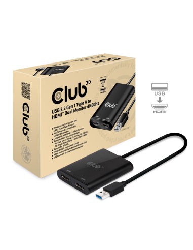 CLUB3D USB A to HDMI™ 2.0 Dual Monitor 4K 60Hz