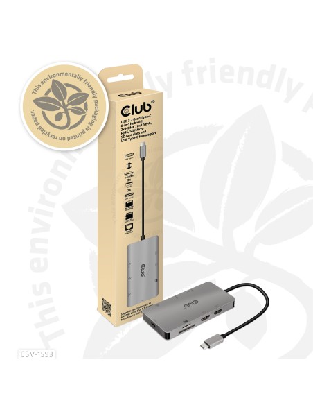 CLUB3D CSV-1593 hub di interfaccia USB 3.2 Gen 1 (3.1 Gen 1) Type-C 16200 Mbit s Metallico