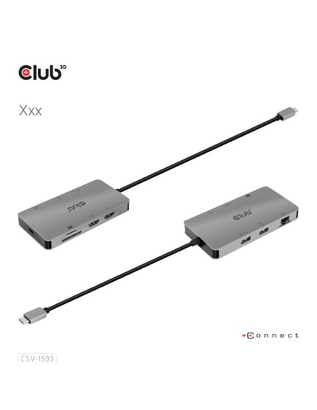 CLUB3D CSV-1593 hub di interfaccia USB 3.2 Gen 1 (3.1 Gen 1) Type-C 16200 Mbit s Metallico