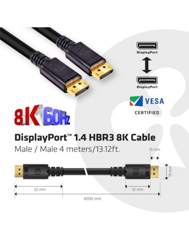 CLUB3D DisplayPort 1.4 HBR3 8K Cable M M 4m  13.12ft