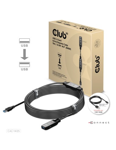 CLUB3D CAC-1405 cavo USB 10 m USB 3.2 Gen 2 (3.1 Gen 2) USB A Nero