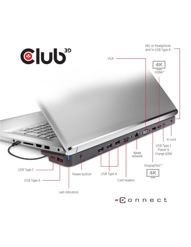 CLUB3D USB 3.2 GEN1 C TRIPLE DISPLAY DYNAMIC 100W PD CHARGING DOCK. THE 5 X USB-A PORTS Docking USB 3.2 Gen 1 (3.1 Gen 1)