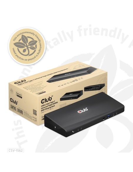 CLUB3D CSV-1562 replicatore di porte e docking station per notebook USB 3.2 Gen 1 (3.1 Gen 1) Type-C Nero