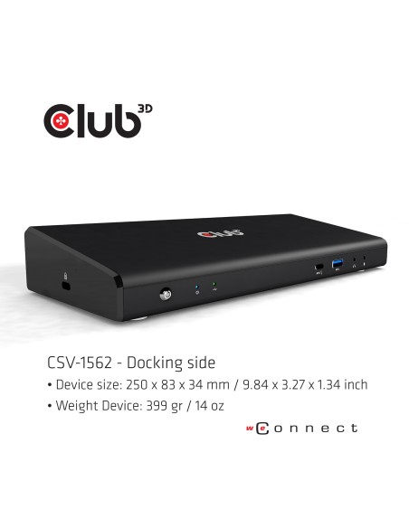 CLUB3D CSV-1562 replicatore di porte e docking station per notebook USB 3.2 Gen 1 (3.1 Gen 1) Type-C Nero