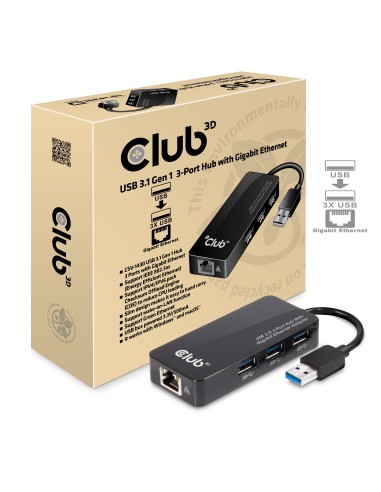 CLUB3D USB 3.0 Hub 3-Port with Gigabit Ethernet