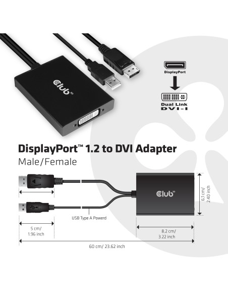 CLUB3D cac-1010 Displayport usb DVI-I Daul link Nero, Bianco