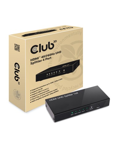 CLUB3D HDMI™ 4K@60Hz UHD Splitter AC Power 4 ports