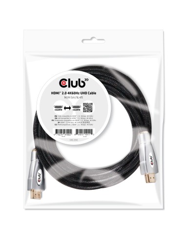 CLUB3D HDMI 2.0 4K60Hz UHD Cable 5m 16.4ft