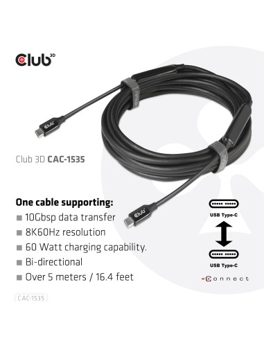 CLUB3D CAC-1535 cavo USB 5 m USB 3.2 Gen 2 (3.1 Gen 2) USB C Nero
