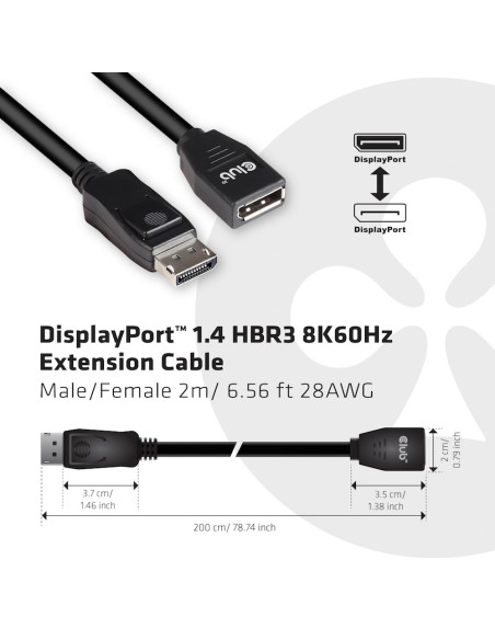CLUB3D CAC-1022 cavo e adattatore video 2 m Displayport 1.4 Nero