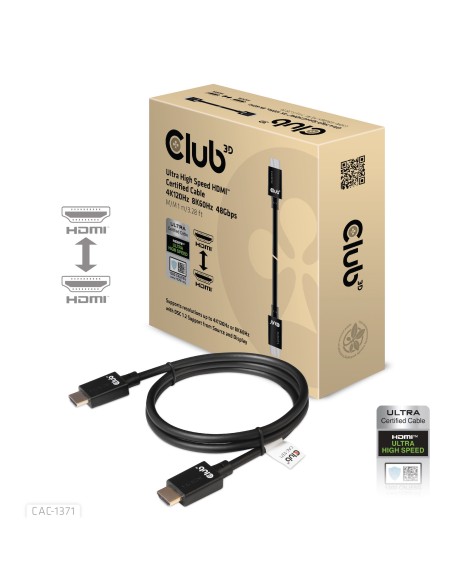 CLUB3D Ultra High Speed HDMI 4K120Hz, 8K60Hz Certified Cable 48Gbps M M 1 m 3.28 ft
