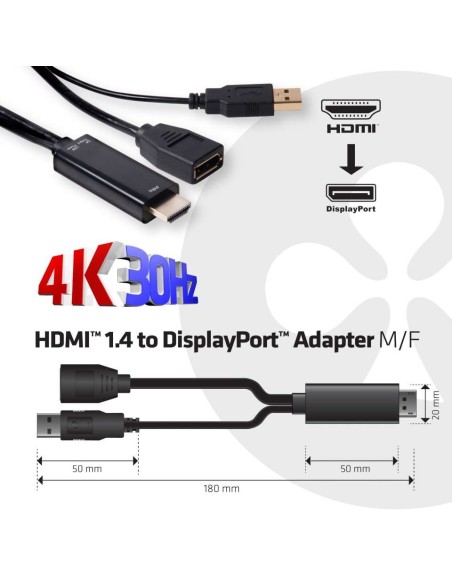 CLUB3D HDMI™ to DisplayPort™ Adapter Male Female