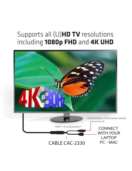 CLUB3D HDMI™ to DisplayPort™ Adapter Male Female