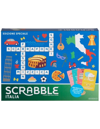 Games Scrabble Italia, Edizione Speciale, Gioco di Parole Crociate Divertente Anche in Dialetto, per Tutta Famiglia, GGN24