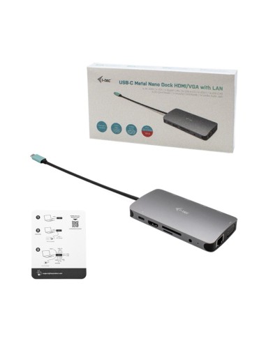 i-tec Metal USB-C Nano Dock HDMI VGA with LAN + Universal Charger 77 W