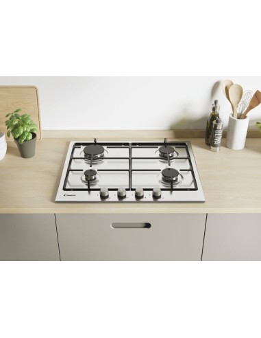 Candy Timeless CEL6PBRX Acciaio inossidabile Da incasso 59 cm Gas 4 Fornello(i)
