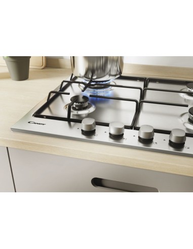 Candy Timeless CEL6PBRX Acciaio inossidabile Da incasso 59 cm Gas 4 Fornello(i)