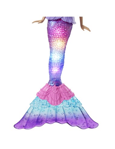 Barbie Dreamtopia Sirena Luci Scintillanti Bambola Bionda con Coda che si Illumina, Luci che si Attivano con Acqua e Capelli