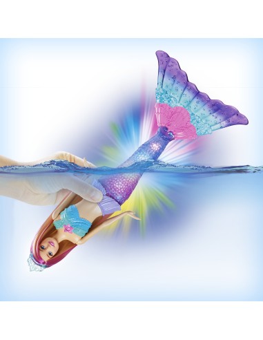 Barbie Dreamtopia Sirena Luci Scintillanti Bambola Bionda con Coda che si Illumina, Luci che si Attivano con Acqua e Capelli