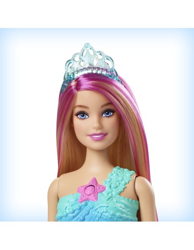 Barbie Dreamtopia Sirena Luci Scintillanti Bambola Bionda con Coda che si Illumina, Luci che si Attivano con Acqua e Capelli