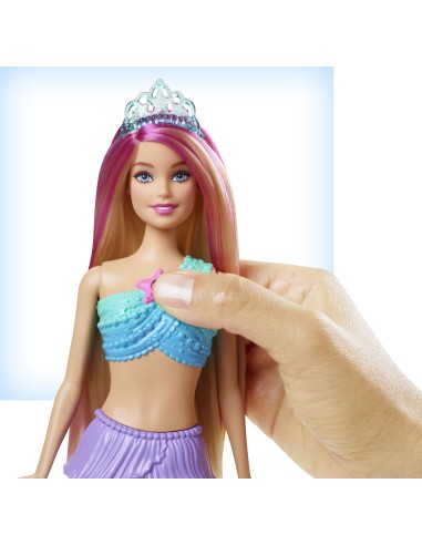 Barbie Dreamtopia Sirena Luci Scintillanti Bambola Bionda con Coda che si Illumina, Luci che si Attivano con Acqua e Capelli