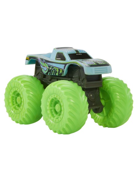 Hot Wheels Monster Trucks Color Reveal, 1 veicolo giocattolo con sorpresa ed effetto cambia colore ripetibile con acqua calda e