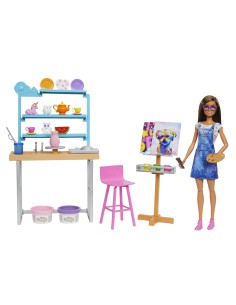 Barbie Relax and Create Atelier - Playset con Bambola e Plastilina per Vasi e Pittura - 25+ Accessori - Alta 29 cm - Regalo per 2