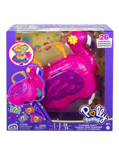 Polly Pocket - Fenicottero Mega Party Pignatta con Coriandoli e 25 Sorprese, Giocattolo per Bambini 4+ Anni