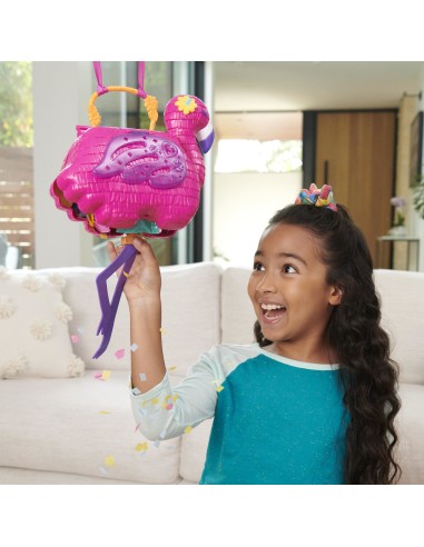 Polly Pocket - Fenicottero Mega Party Pignatta con Coriandoli e 25 Sorprese, Giocattolo per Bambini 4+ Anni