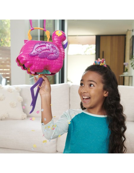 Polly Pocket - Fenicottero Mega Party Pignatta con Coriandoli e 25 Sorprese, Giocattolo per Bambini 4+ Anni