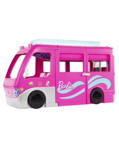 Barbie Camper dei Sogni - Veicolo con Scivolo e Piscina - 2 Cuccioli - 7 Aree Gioco - Alto 76 cm - 60+ Accessori - Regalo per