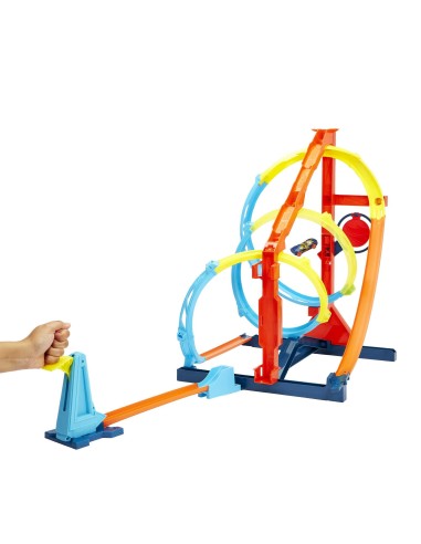 Hot Wheels Track Builder Unlimited Vortice Estremo, Playset Sfida Innovativa con Pista a Elica, 2 Modi per Colpire il
