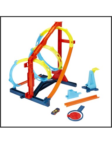 Hot Wheels Track Builder Unlimited Vortice Estremo, Playset Sfida Innovativa con Pista a Elica, 2 Modi per Colpire il