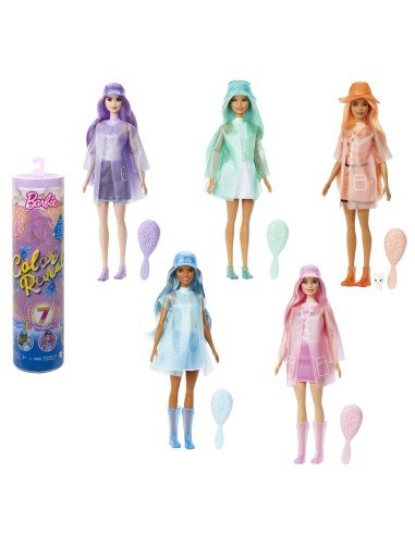 Barbie Color Reveal con 7 sorprese, Serie Sole Pioggia con Nuvolette ed Effetto Cambia Colore Regalo e Giocattolo per Bambini