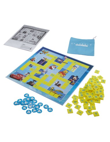 Games Scrabble Junior Disney, Il Gioco da Tavolo delle Parole Crociate con Immagini dei Personaggi Disney, per Bambini 6+ Anni