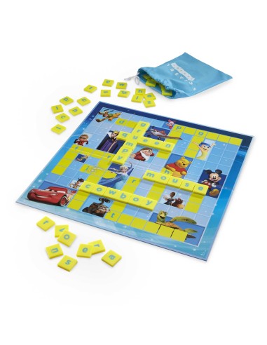 Games Scrabble Junior Disney, Il Gioco da Tavolo delle Parole Crociate con Immagini dei Personaggi Disney, per Bambini 6+ Anni