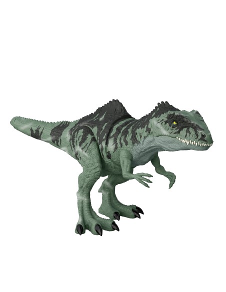 Jurassic World Gigantosauro Attacco Letale con fauci mobili, ruggito e movimenti, dinosauro giocattolo per bambini 4+ anni