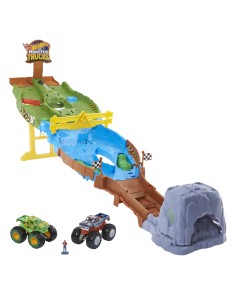Hot Wheels Monster Trucks Torneo dei Titani Playset con Monster Truck Bigfoot e Gunkster per sfide testa a testa giocattolo per