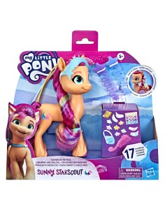 My Little Pony Una Nuova Genarazione, Sunny Capelli Arcobaleno, pony arancione da 15 cm con treccia arcobaleno e 17 accessori 2