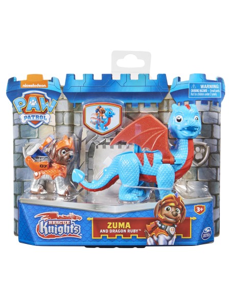 PAW Patrol , Cucciolo Rescue Knights con Drago, Personaggio con Drago a sorpresa, Giochi per bambini dai 3 anni in su