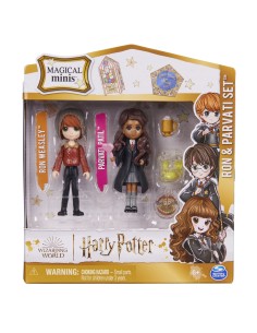 Wizarding World | Set Amicizia con personaggi Ron Weasley e Calì Patil | Bambole da 7.5cm | 2 accessori | Giocattoli per 2